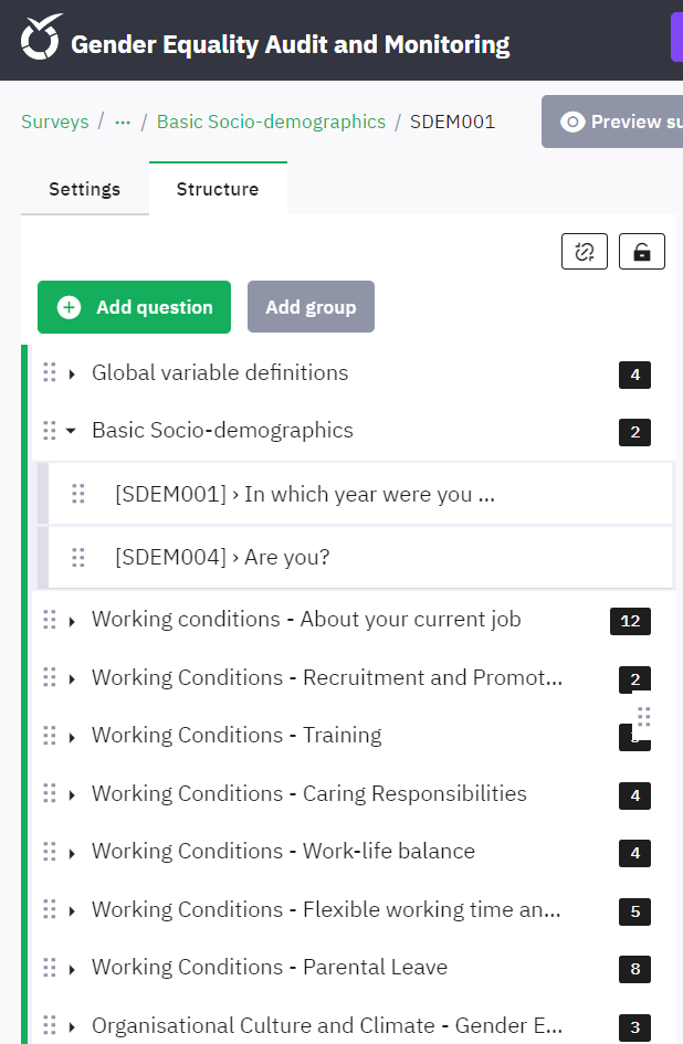 4 Setting up a GEAM questionnaire – GEAM Manual - Gender Equality Audit ...
